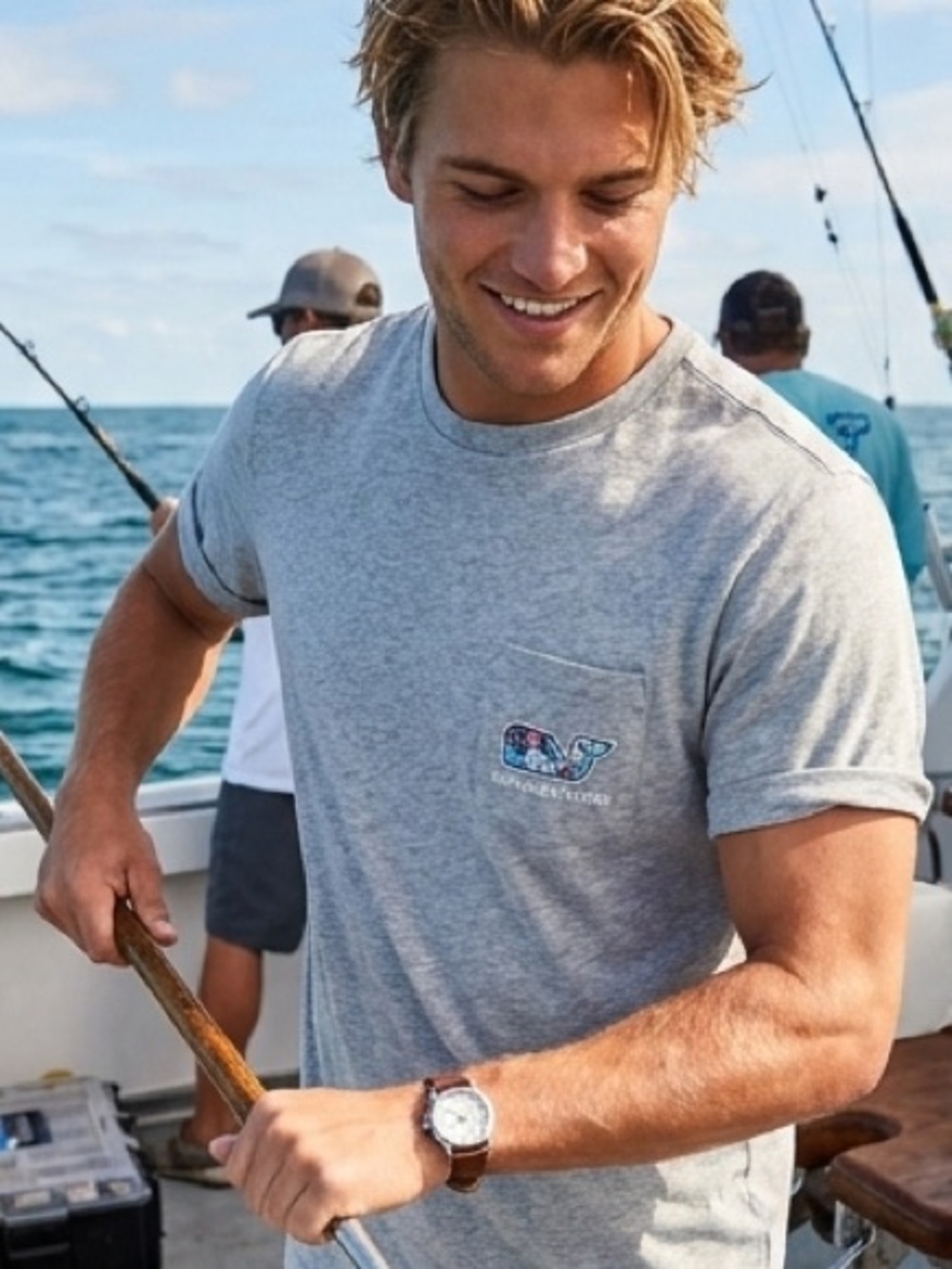 Vineyard Vines Short Sleeve Pocket Whale Tee Tropical Yacht Graphics